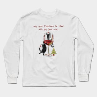 Merry Christmas - Black cats with Santa hat. Long Sleeve T-Shirt